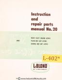 Leblond-Leblond 25\" and 32\", Lathe Instructions and Parts Manual 1955-25\"-25/50-32\"-32/60-01